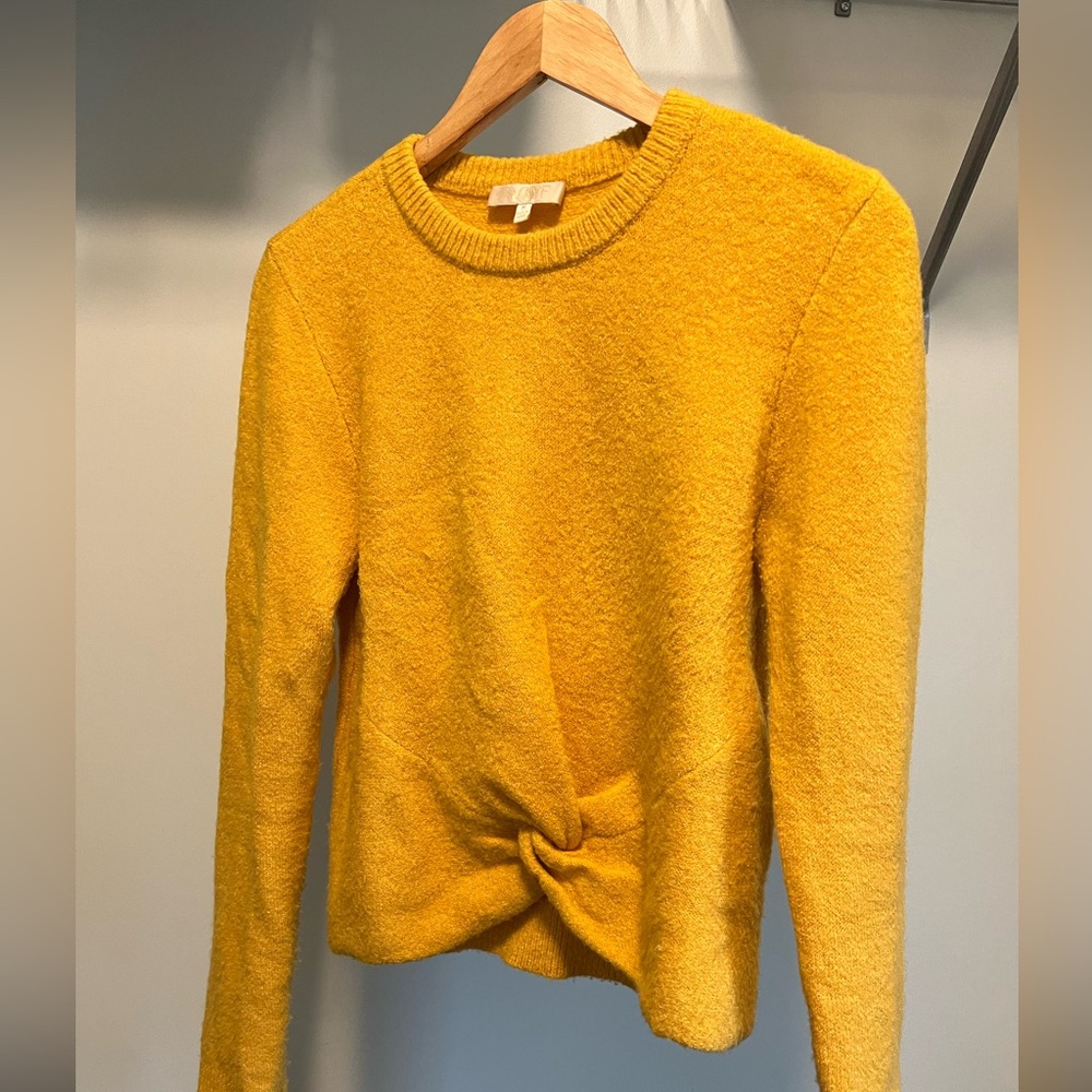 WAYF Twist Front Mustard Sweater